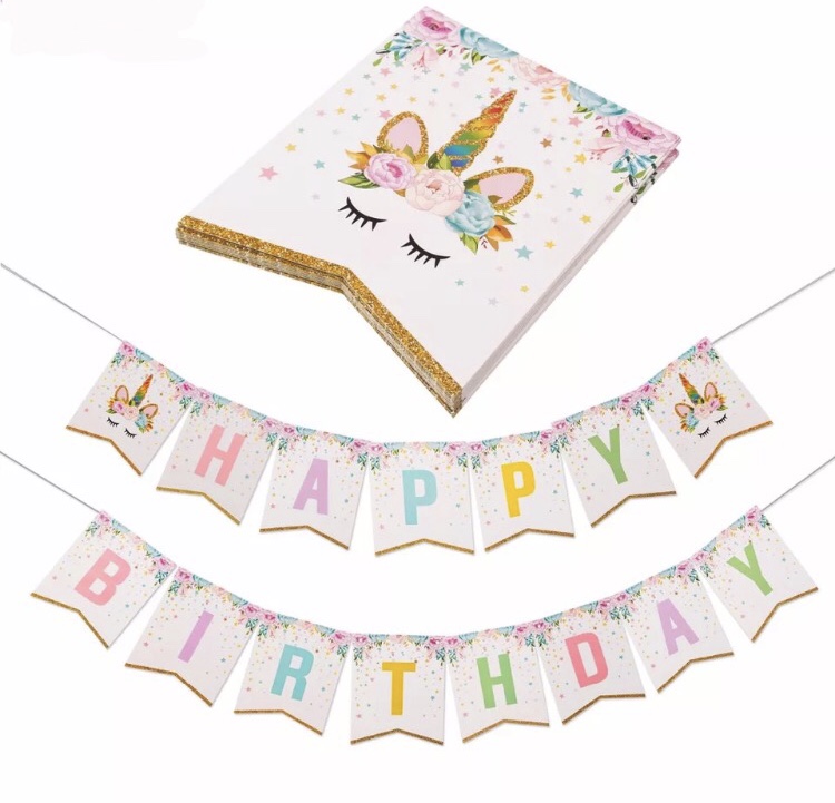 Bannière Happy Birthday licorne