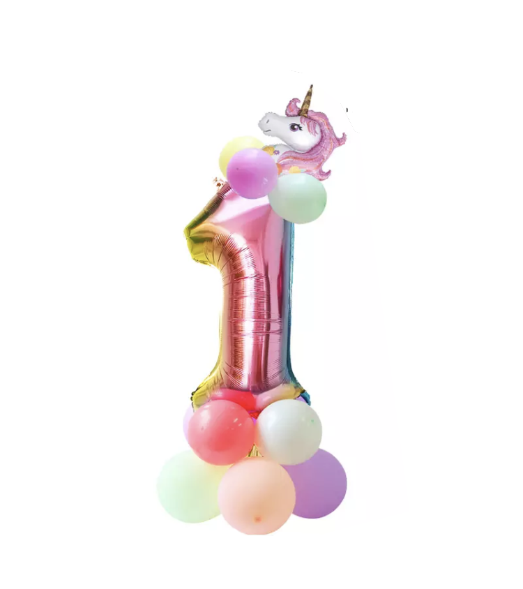 Ballon licorne chiffre 1-81cm