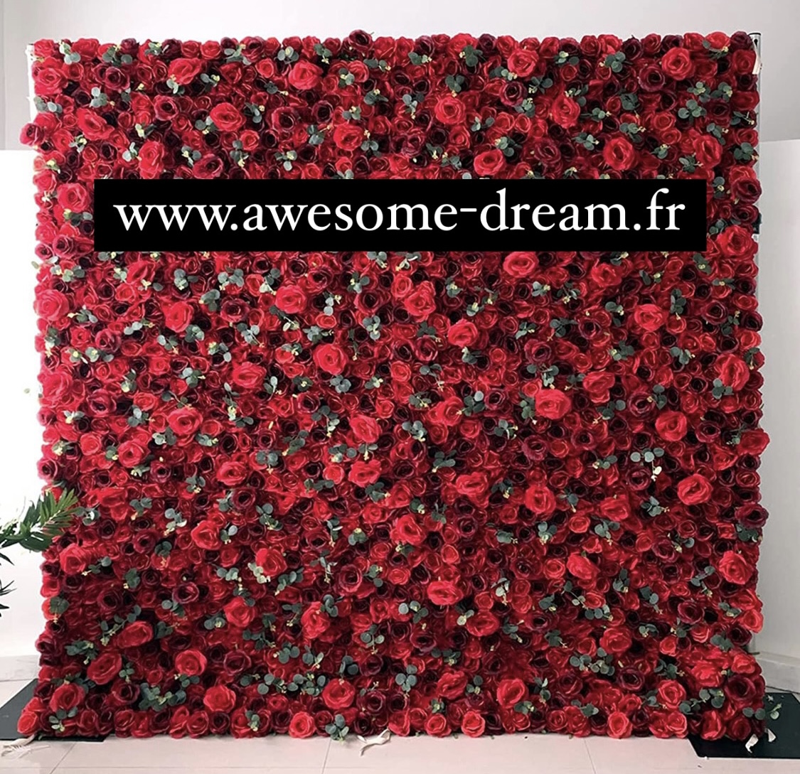 Mur de roses rouges 240x240cm