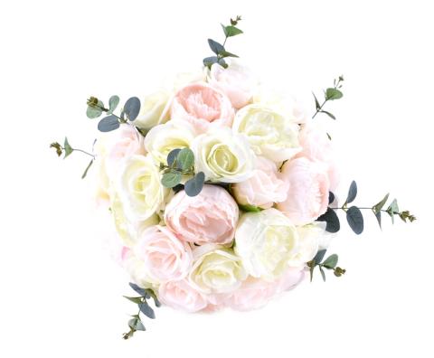 Boule de fleur rose et blanche 35cm